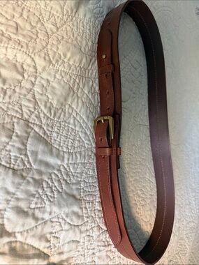 Banana Republic Brown Leather Belt with Brass-Tone Buckle